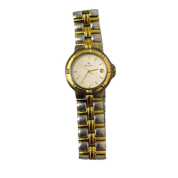 Bulova Women 98B52 Quartz Date Calendar Gold Silver Band 34mm Watch New Battery main image 9